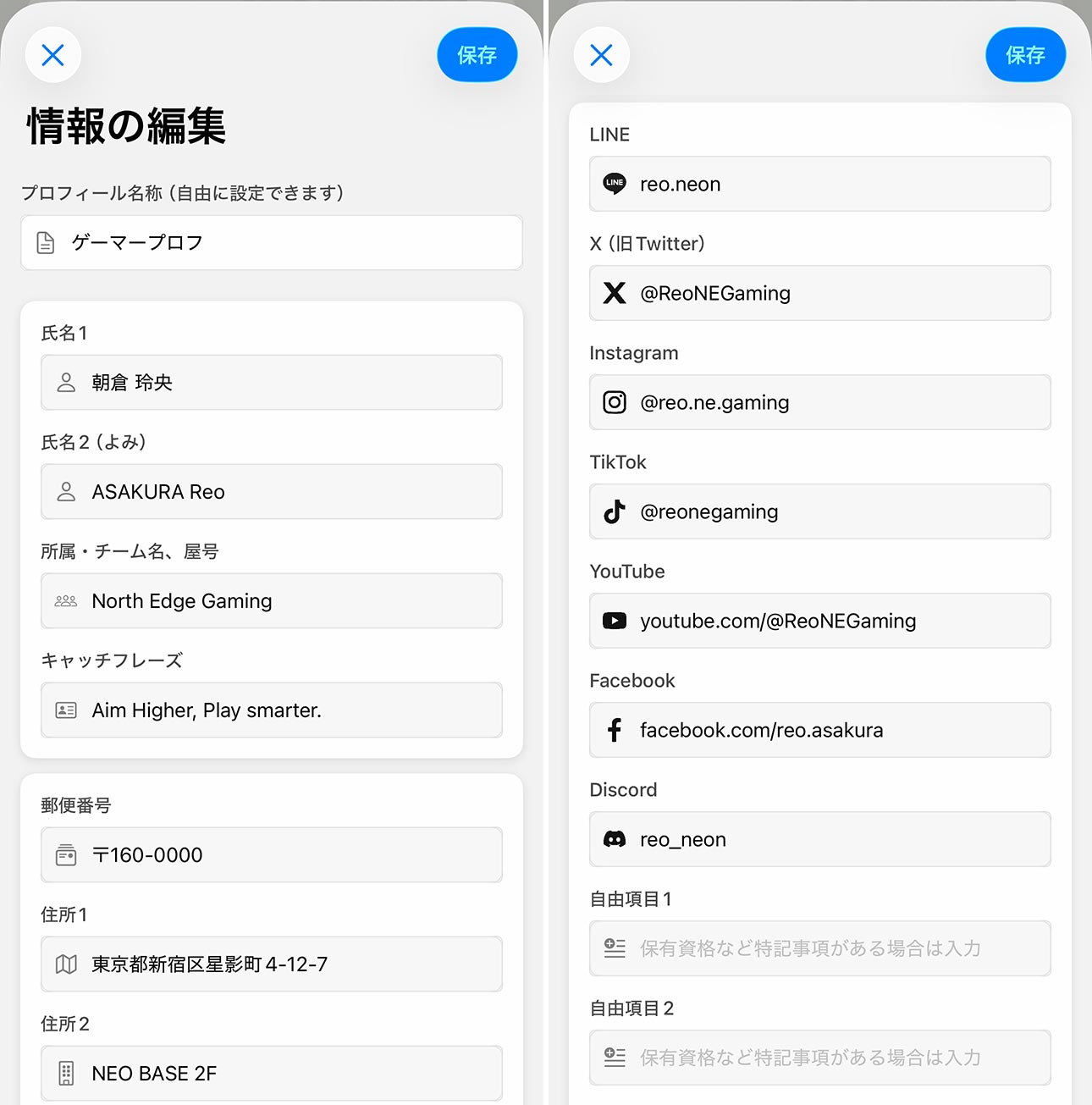 趣味,自営業用マイプロフィール